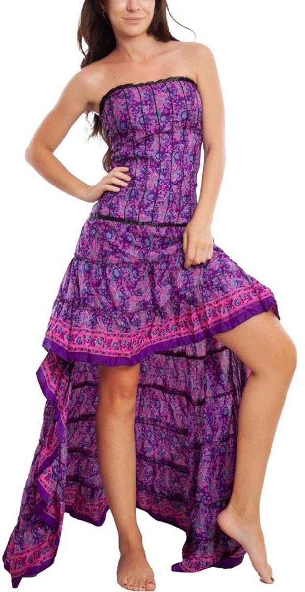 Damesjurk Asymmetrisch Strapless Mini met Sleep Boho