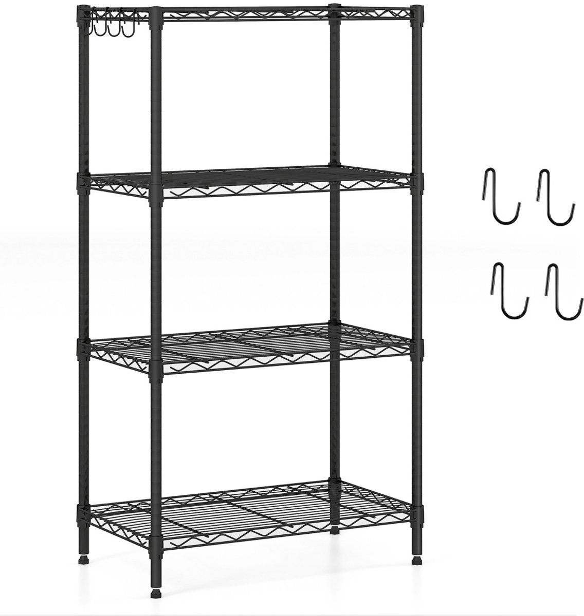 SureDeal® - Boekenkast - Metalen Opslagrek Vierlaags - 59x34x108 cm - Donkerbruin