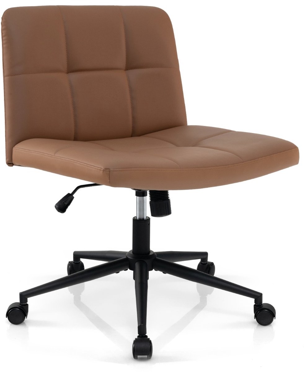 SureDeal® - Fauteuil - Bureaustoel - Wielen Gestoffeerde Bureau - Oversized Vormige Zitting - Bruin - 70x70x79 cm - Koffiebruin