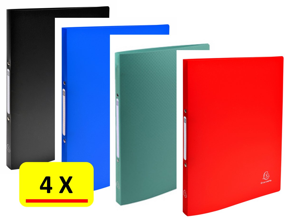 4 x Ringmap Exacompta - A4 - 2 rings O-mech - 15mm - PP - assorti
