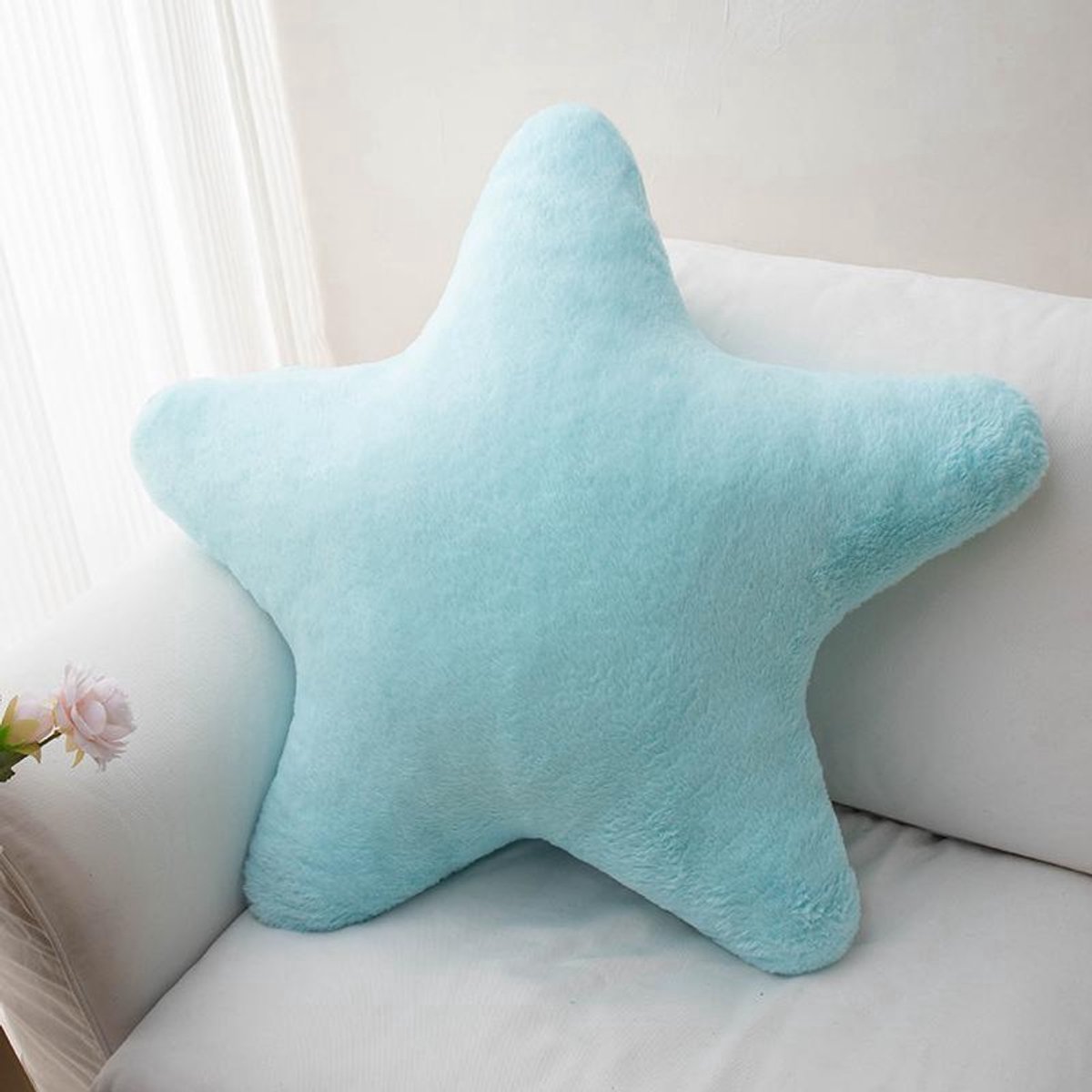 Casalora Stervormig Kussen 60cm – Zacht Pluche Sierkussen – Groot Schattig Sterkussen voor Bed, Bank & Kinderkamer – Decoratief Kussen – Blaue Stervormig