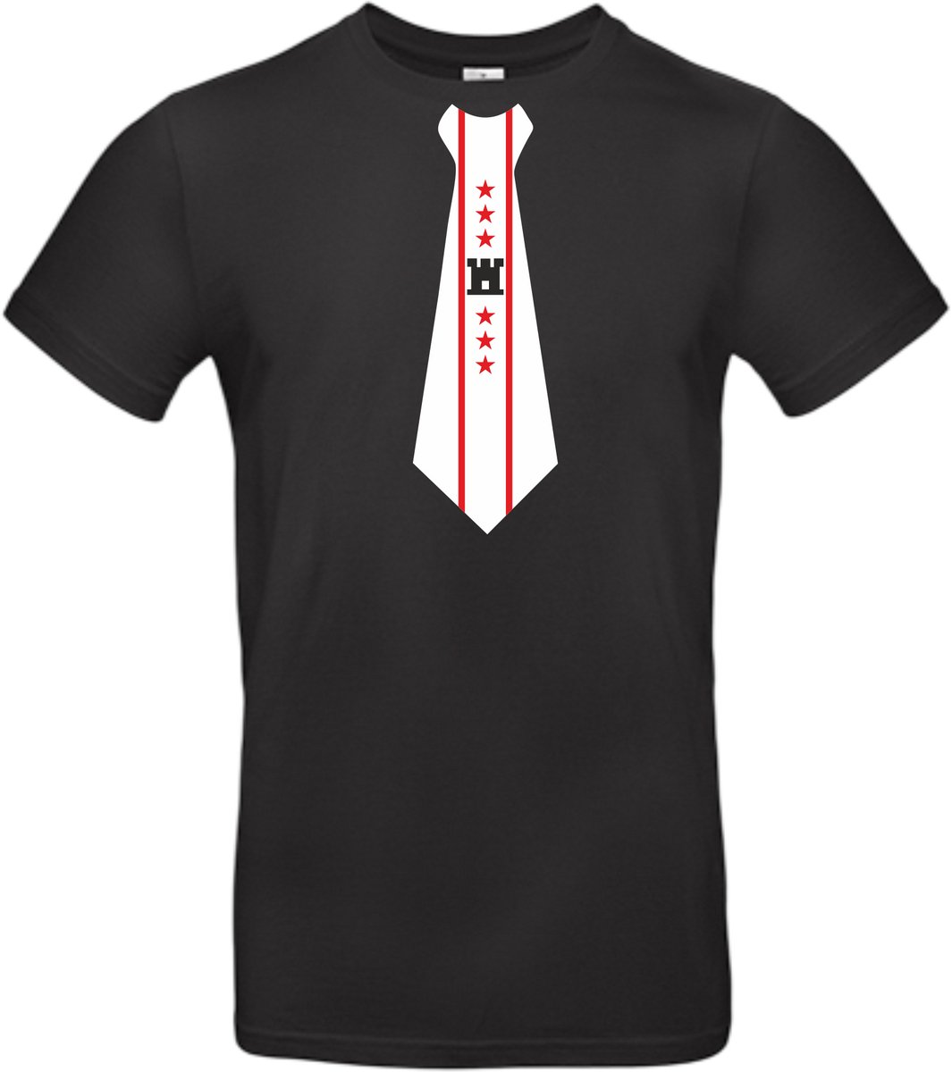T-shirt zwart met opdruk van Stropdas met Drentse vlag maat XXL van Shirtmakelaar