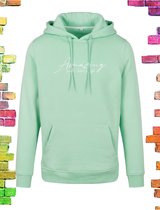 Vrouwelijke warme dames hoodie “Amazing" mintgroen | maat L