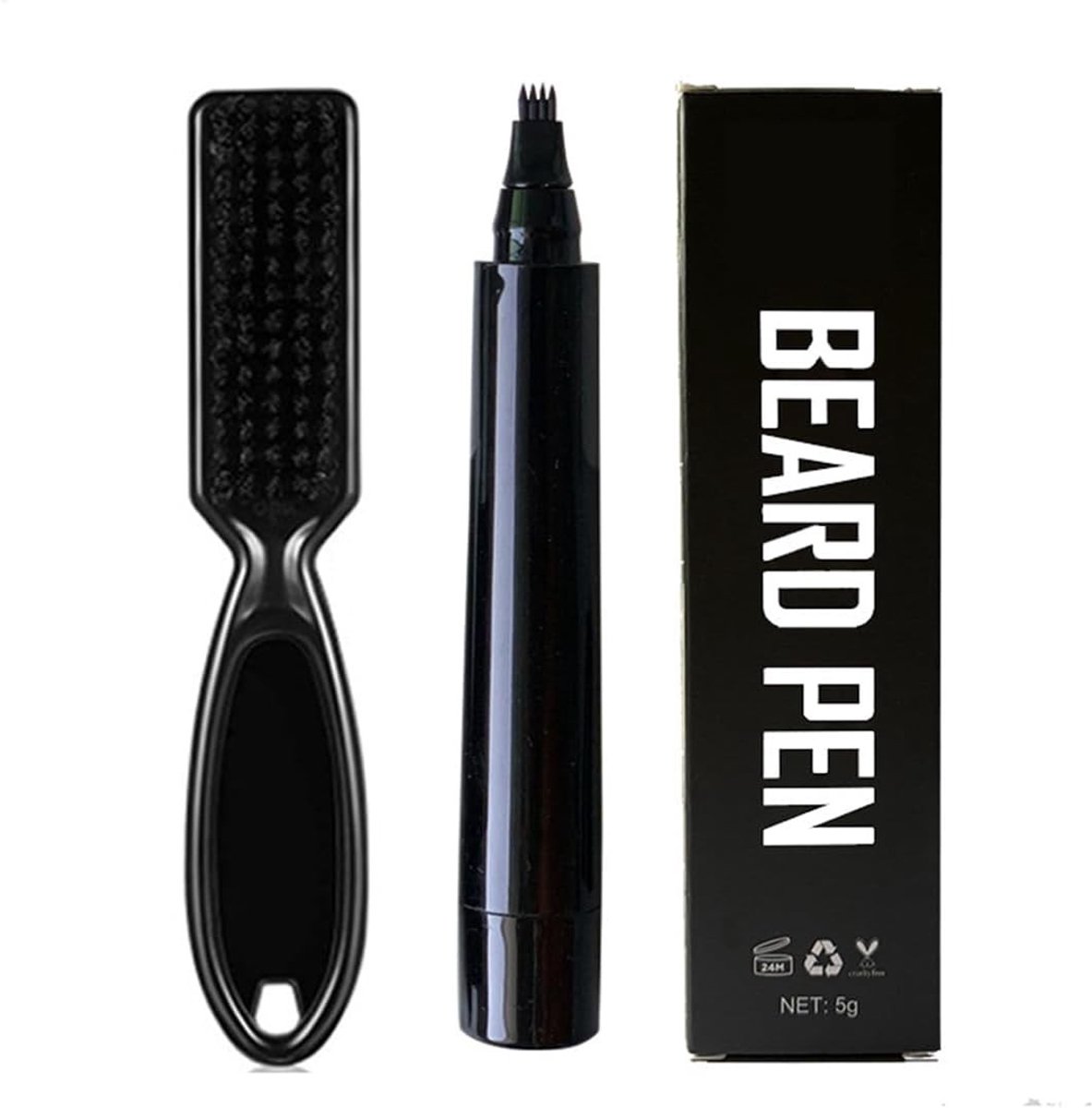 Beard Filler Pen voor een Volle Baard, Waterdichte Potlood voor Moustache en Wenkbrauwen, Langdurige Formule met Borsteltje voor Natuurlijke Look