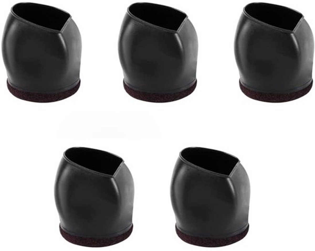Stopper Bureauwiel - Voetenbeschermer Wielen - Vloer Beschermen - Verstevigd Vilt - 5 stuks - Zwart