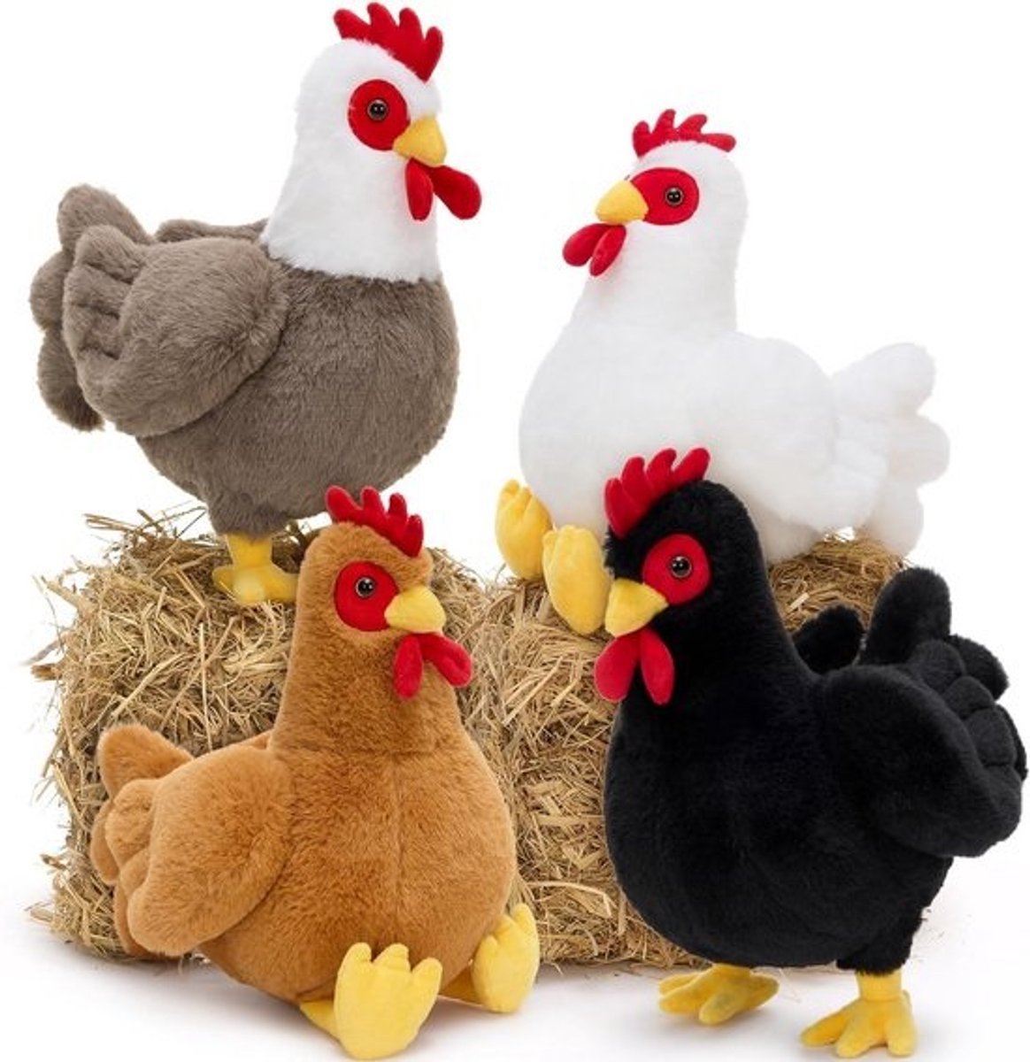 Schattige Kuiken Knuffels - Zacht Pluche Speelgoed - Kinderkamer Decoratie - Set van Vier Stuks