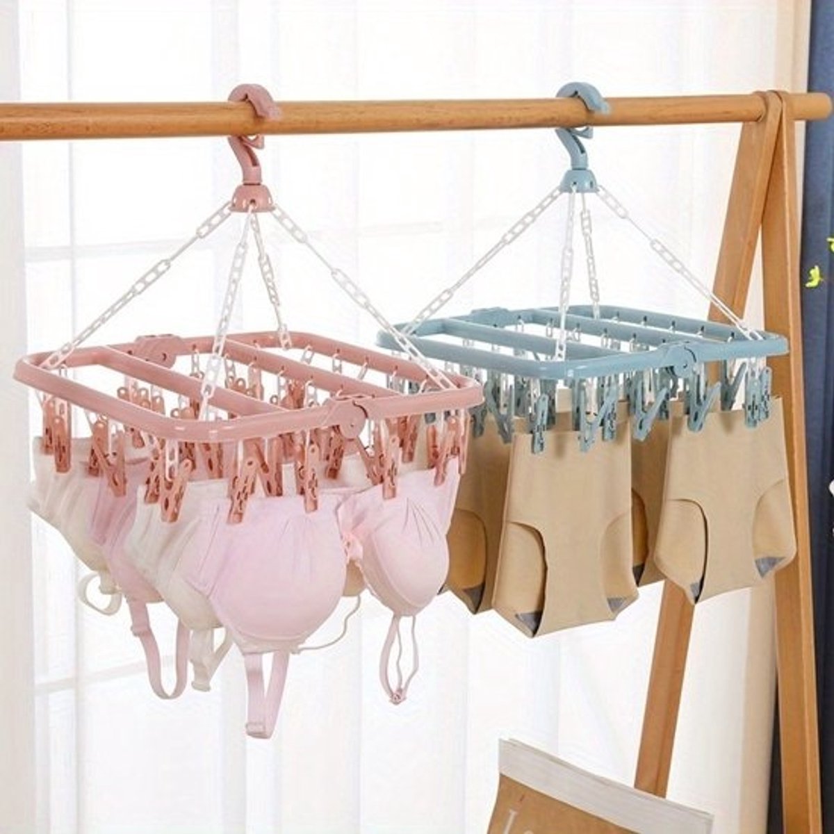 Dailygoods- Droogrek Draaibaar - Wasrek Inklapbaar - 32 Klemmen - Antislip - Opvouwbaar - Hoogwaardig PP-Plastic