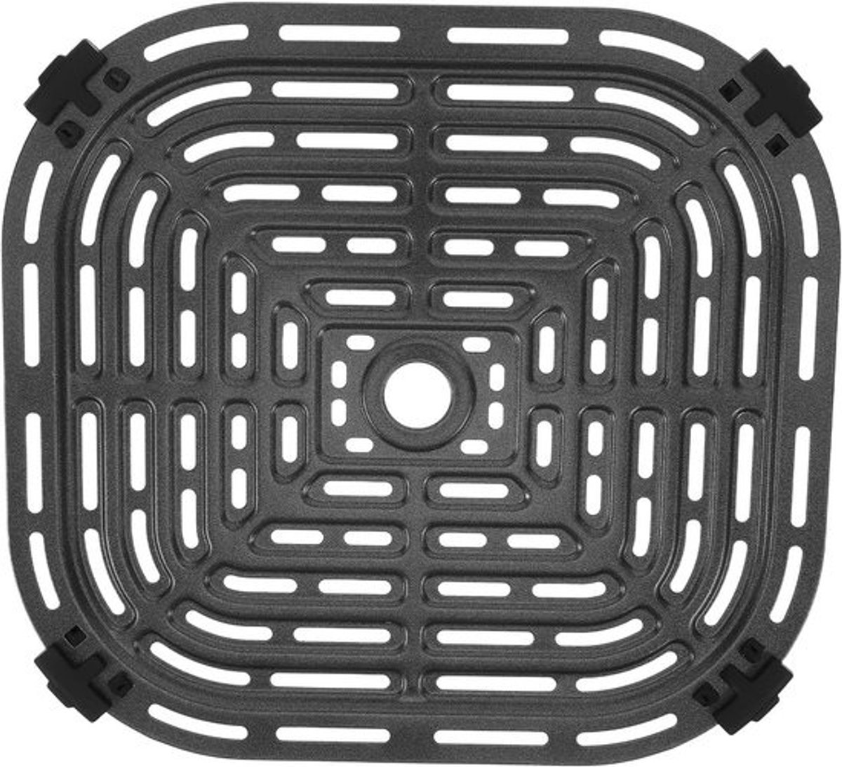Airfryer grillpan rek - Vervangend dienblad - Gezond koken - Geperforeerd ontwerp - 22.5 x 20.8 cm - Zwart