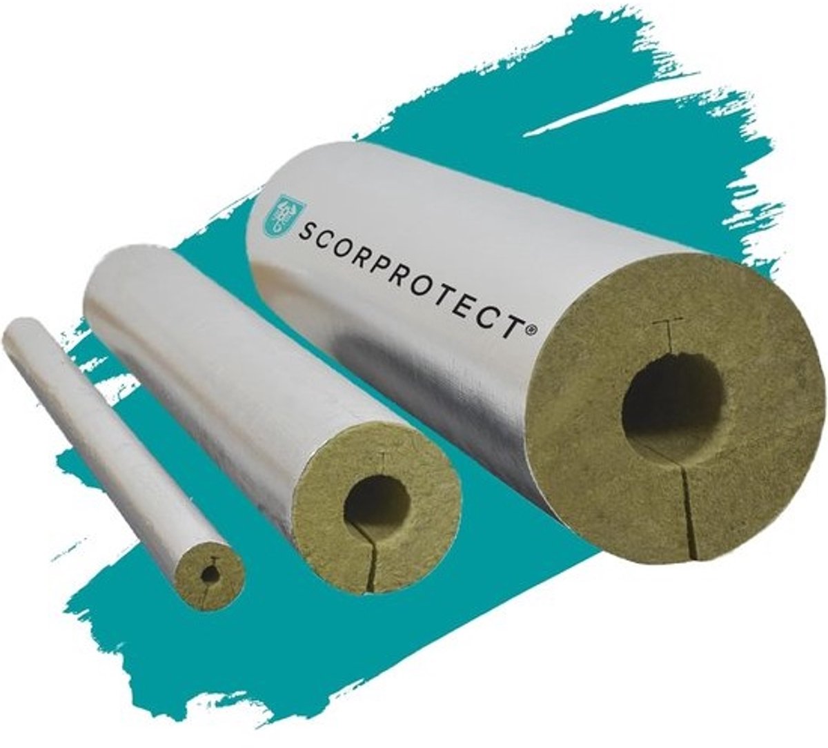 Steenwol Buisisolatie met Aluminium Laminering - 28x40mm x 1m - Hoge Isolatie voor Verwarming en Waterleidingen