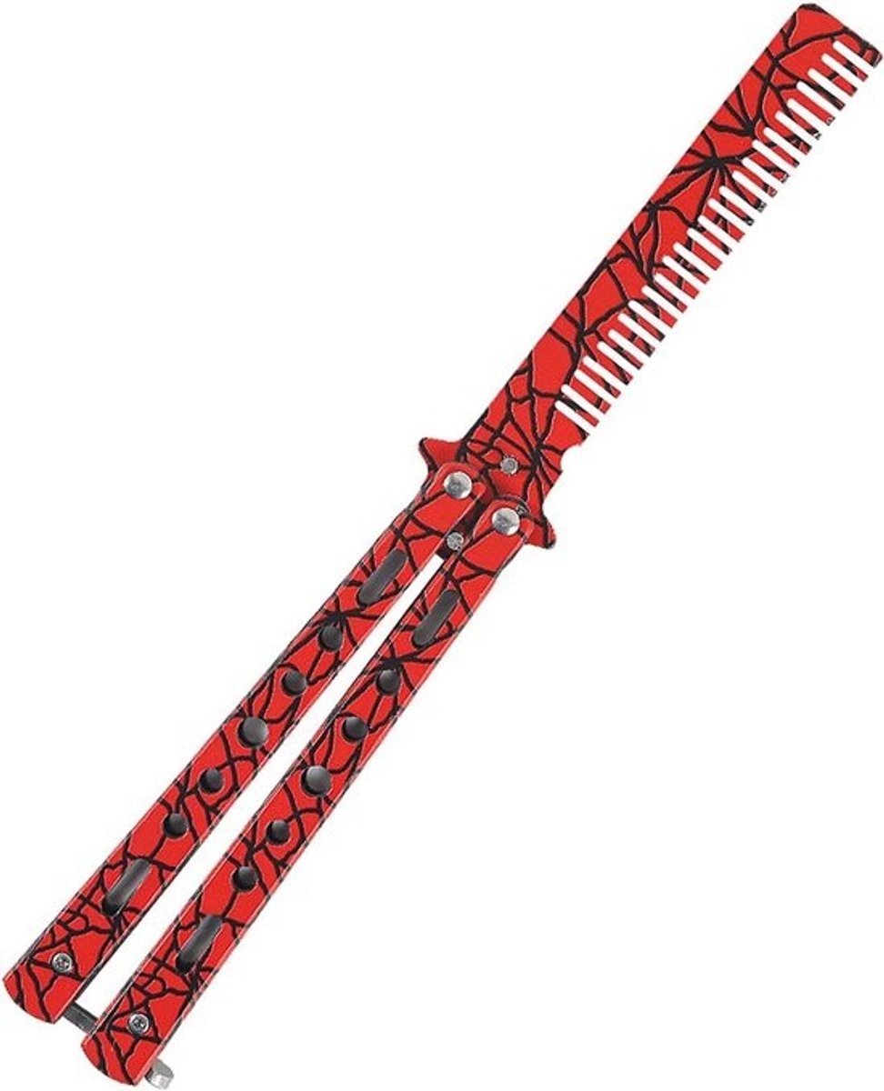 Inklapbare Vlinderkam Oranje - Automatische Kam met Drukknop voor Haar en Baard