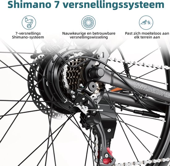BEKUP V2 E-bike - 25 km/u - 26inch - 75km actieradius - 250W motor - 36V 14.5Ah accu - grijs — afbeelding 4
