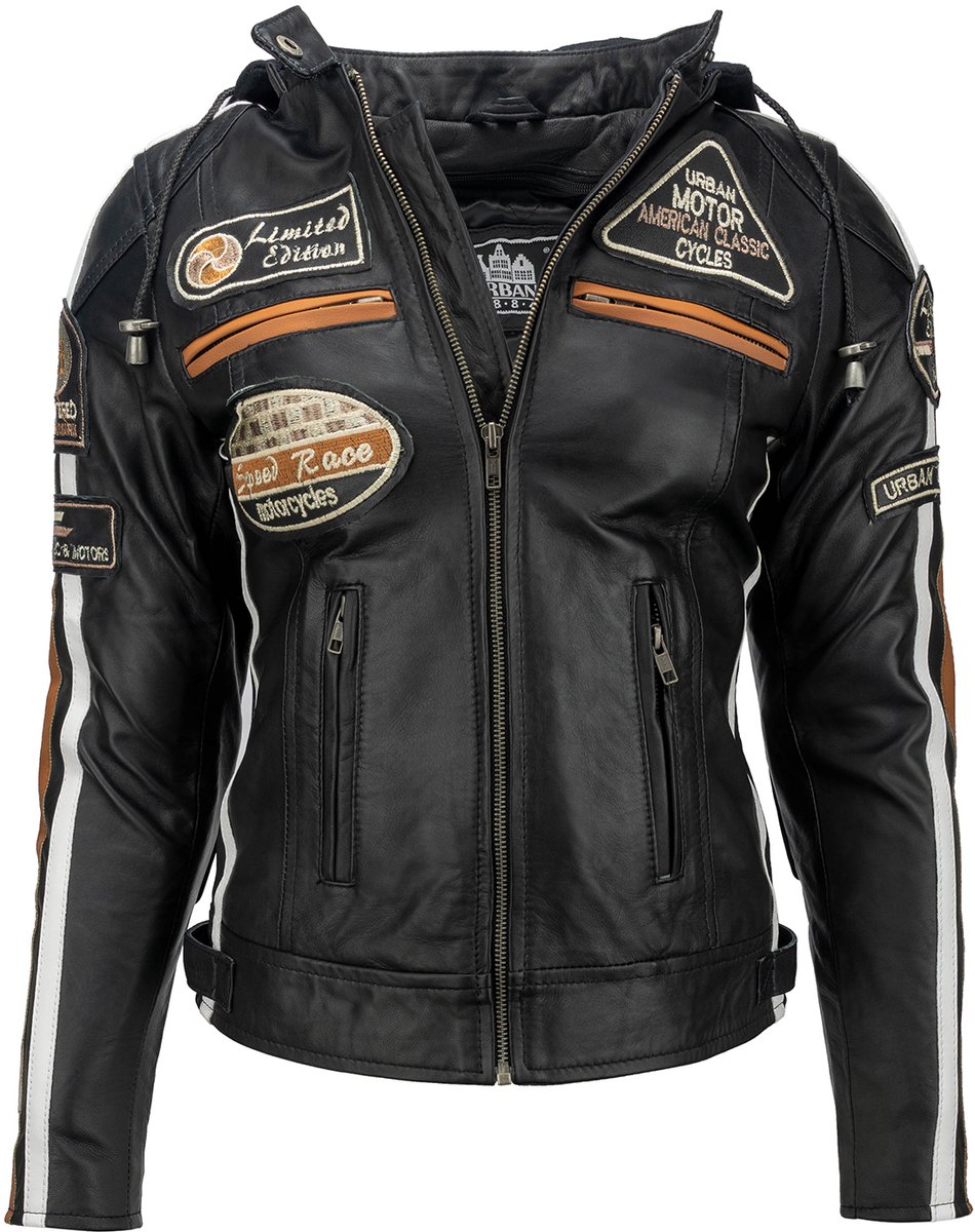 Urban Leather Fifty Eight Leren Motorjas Dames - Zwart - Maat S