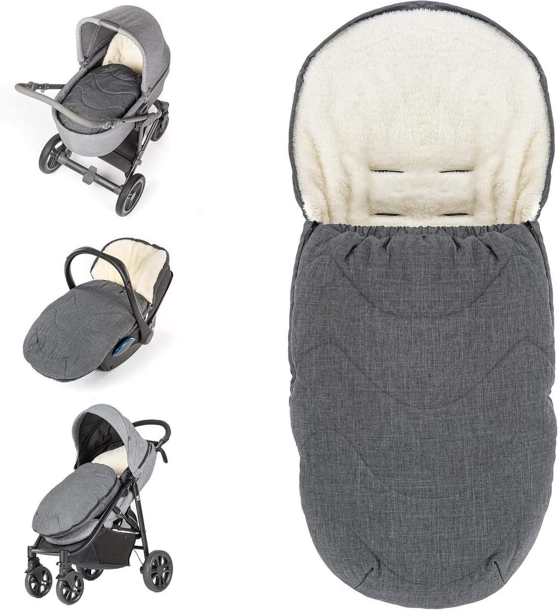 Universele Voetenzak - Baby Slaapzak - Warmte Buiten - 2-in-1 Ontwerp - 90 cm Lengte - Grijs