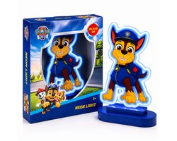 PAW Patrol Nachtlamp Chase - Blauwe Neon Lamp voor Kinderkamer en Slaapkamer - Bedlampje met Aan/Uit knop - 25,7 x 18 cm - Speelgoed Kinderen - Voor meisjes en jongens - Ook voor kleuters - Vanaf 3 jaar