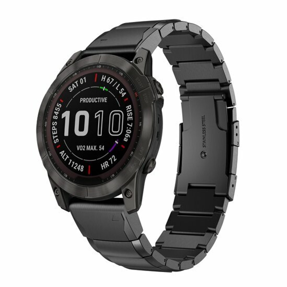 By Qubix - Geschikt voor Garmin bandje - 26mm Quickfit - Stainless steel schakelband - Zwart - Geschikt voor Garmin Fenix 9 / 9 pro - 51mm