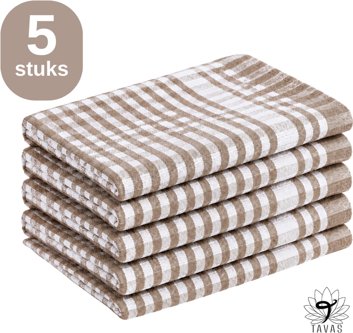 Theedoekenset Beige Glazendoeken 47x67 cm - Set van 5 - Horeca 80% katoen 20% Polyester Theedoeken horeca