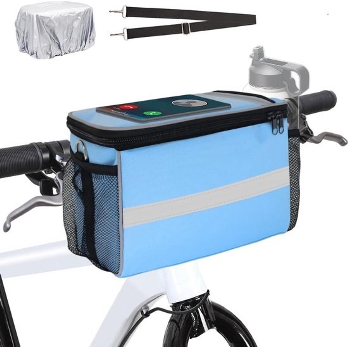Waterdichte Fietsstuurtas met Telefoonhouder (7 Inch) - Fietsmand & Frame Tas