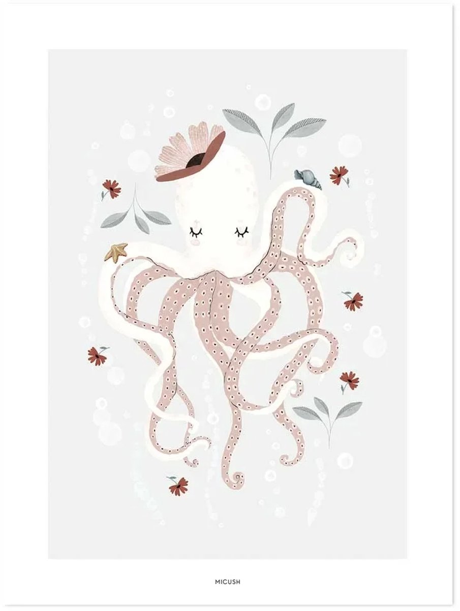 Lilipinso Ocean Field Poster - Lady Octopus (30x40cm)
