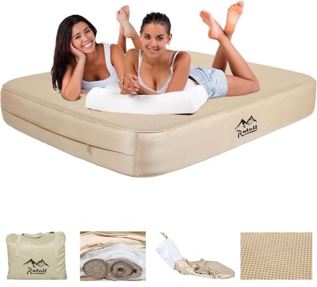 Eenpersoons luchtbed met geïntegreerde pomp - Comfortabel opblaasbaar logeerbed voor camping en reizen