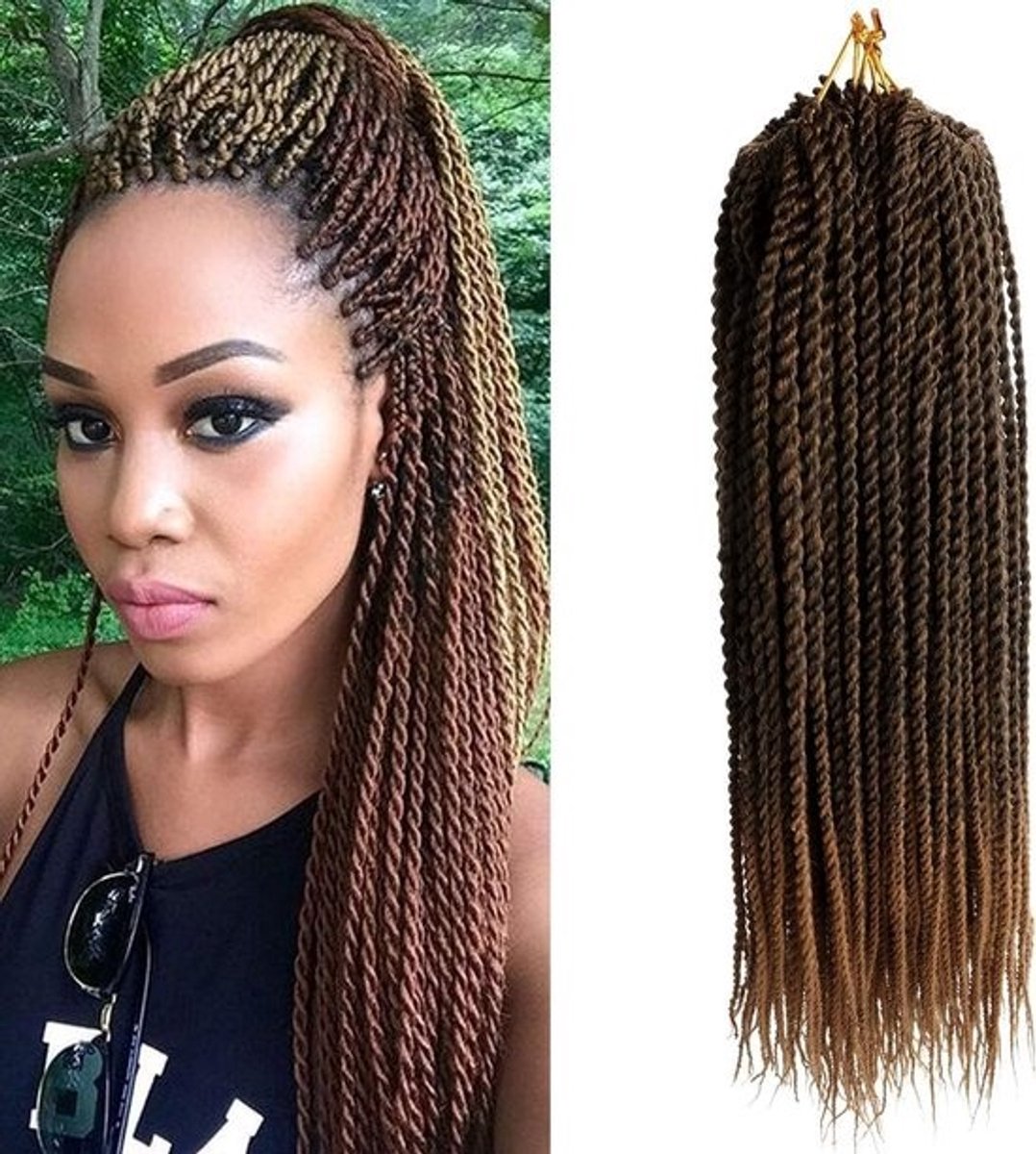 6 Bundels 18 Inch Senegalese Twist Vlechthaar voor Crochet Extensions Synthetisch
