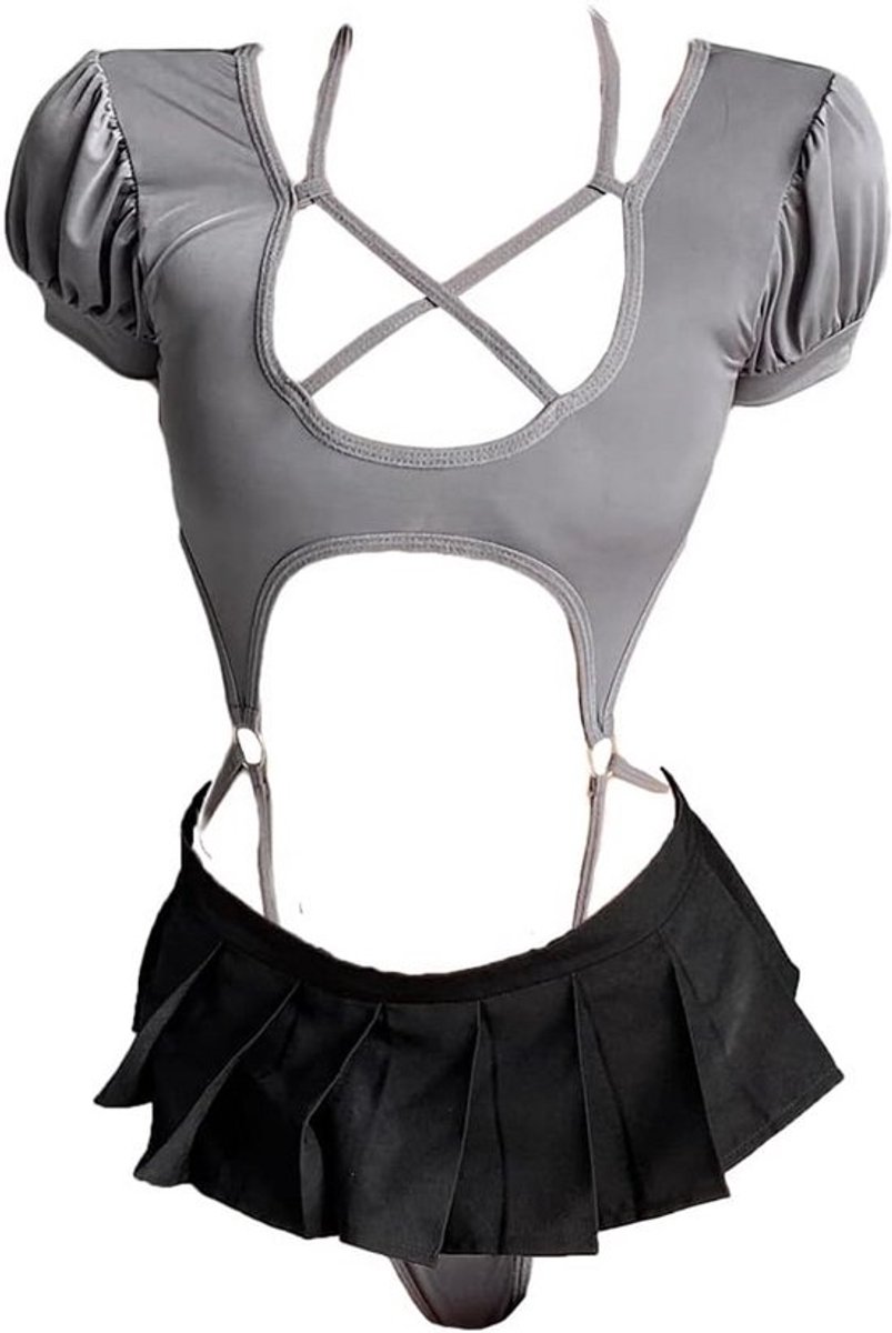 Sexy Cosplay Lingerie Set met Cut-Out Bodysuit en Schattige Miniskirt