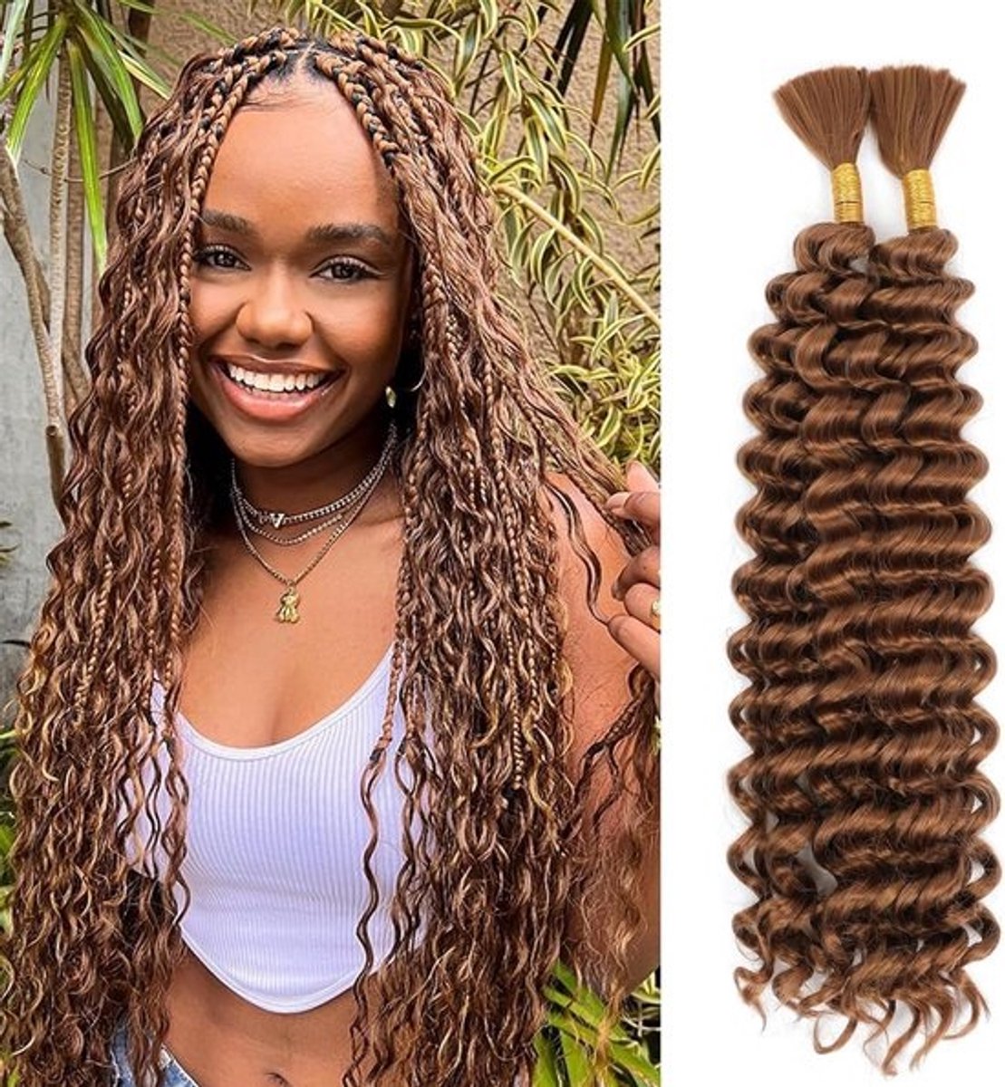 Bulk Vlecht Extensions 50 cm - Deep Wave Synthetisch Haar voor Box Braids en Dreadlocks