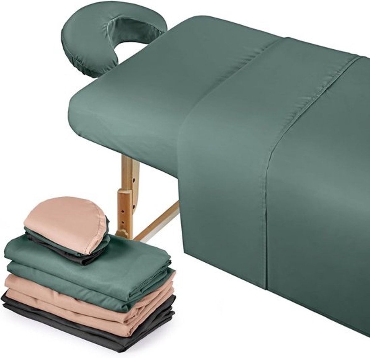 3-pack Microvezel Massagetafel Laken Set (3 Kleuren) - Platte Tafelhoes & Hoeslaken Inclusief Gezichtssteun Hoes