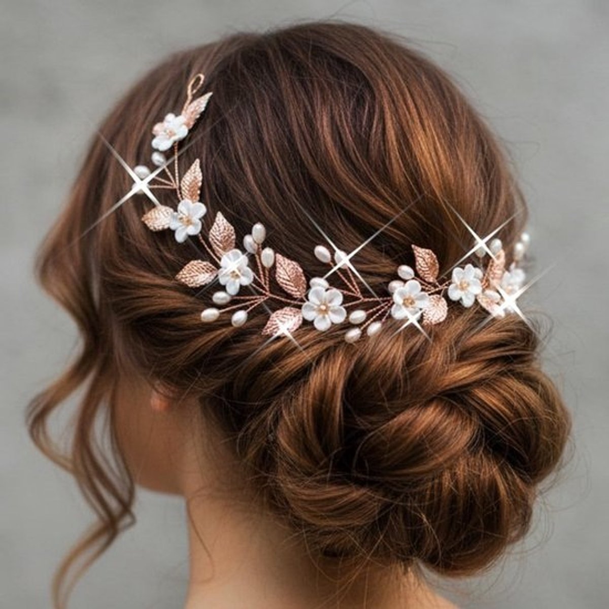 Elegante Bloem Haar Wijnstok met Parel Haaraccessoire Bruiloft Feestelijk
