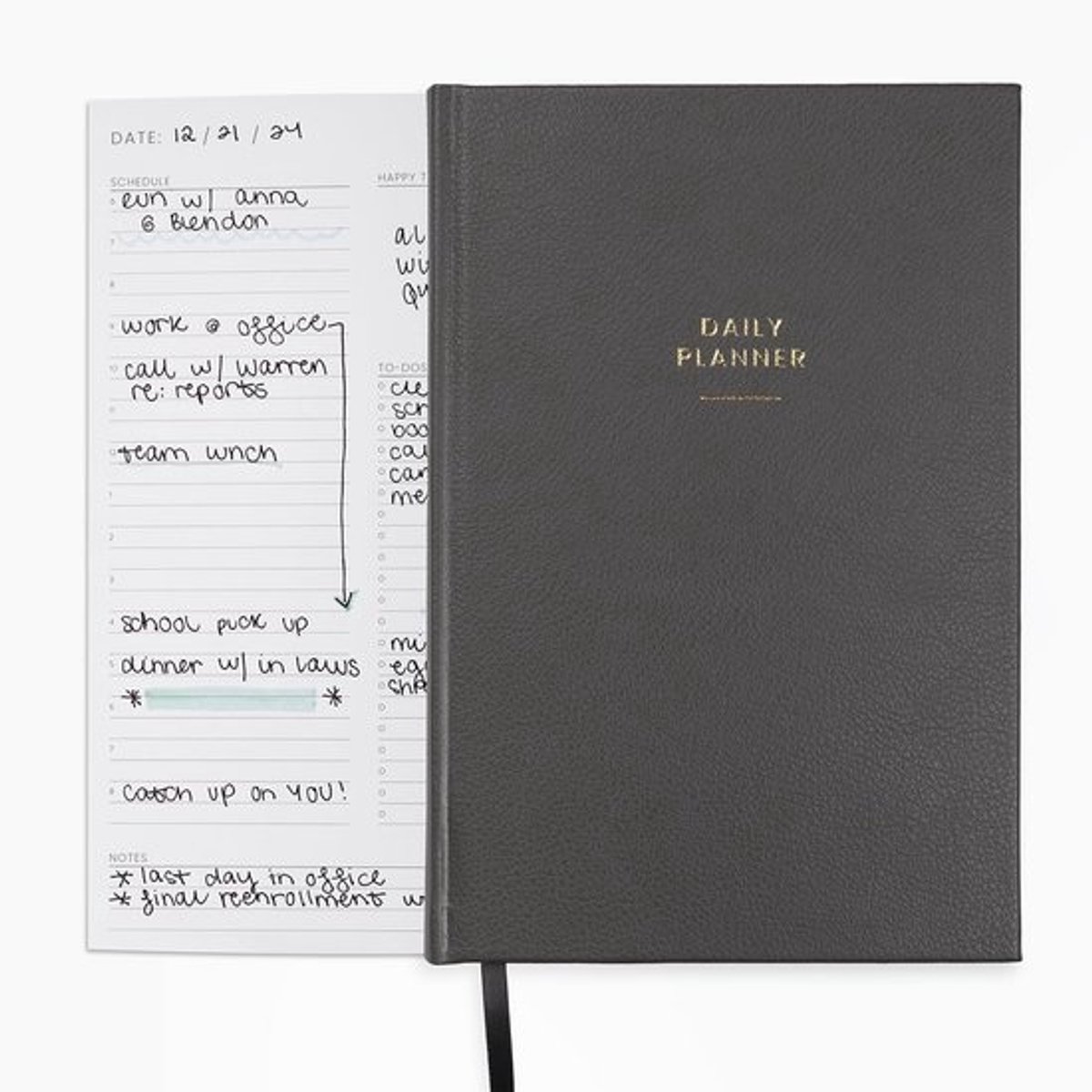 Dagelijkse Planner met Uurschema, Takenlijsten en 3-Stappenplan - Hardcover 22,2 x 14,6 cm - 100 GSM Papier - Graniet Grijs
