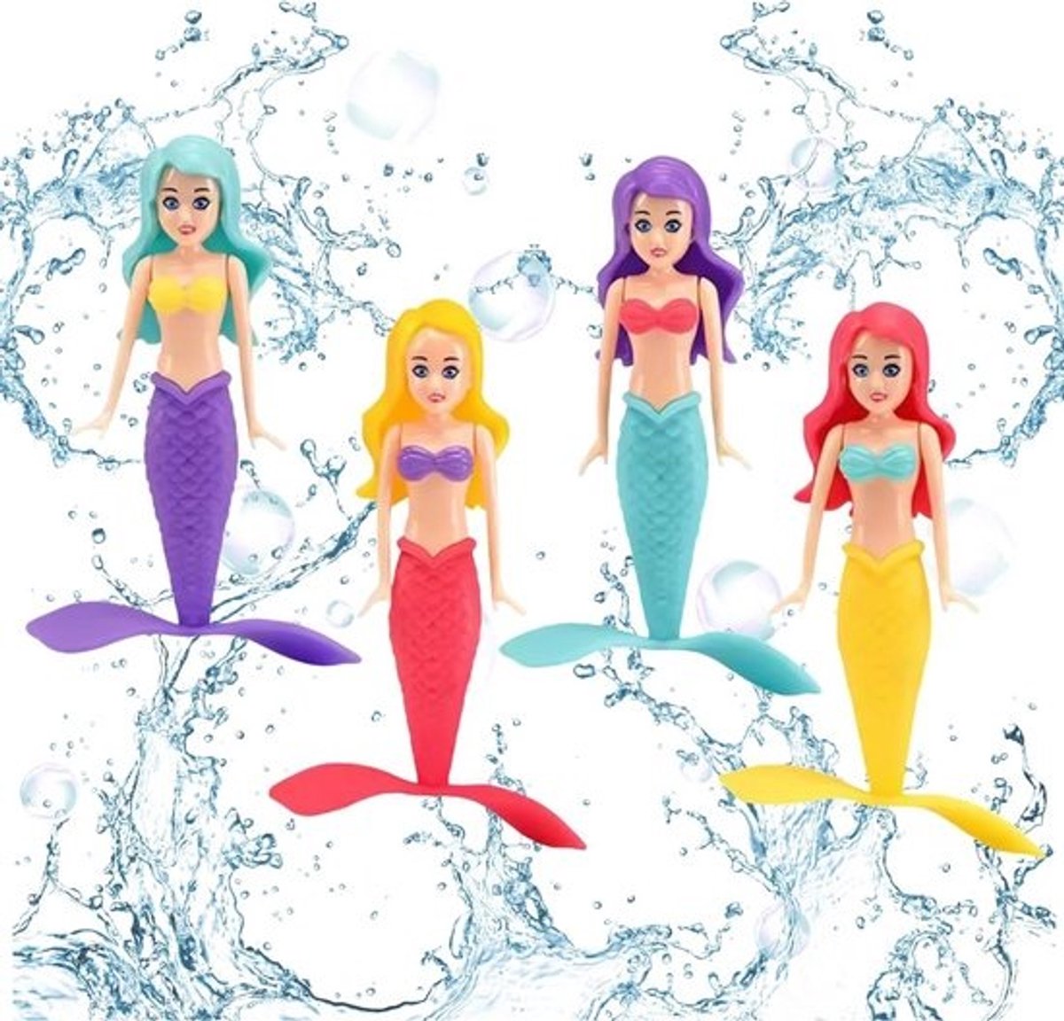 Duikspeelgoed Zeemeerminnen Set 4 Delig voor Kinderen - Zwembad en Strand Pret