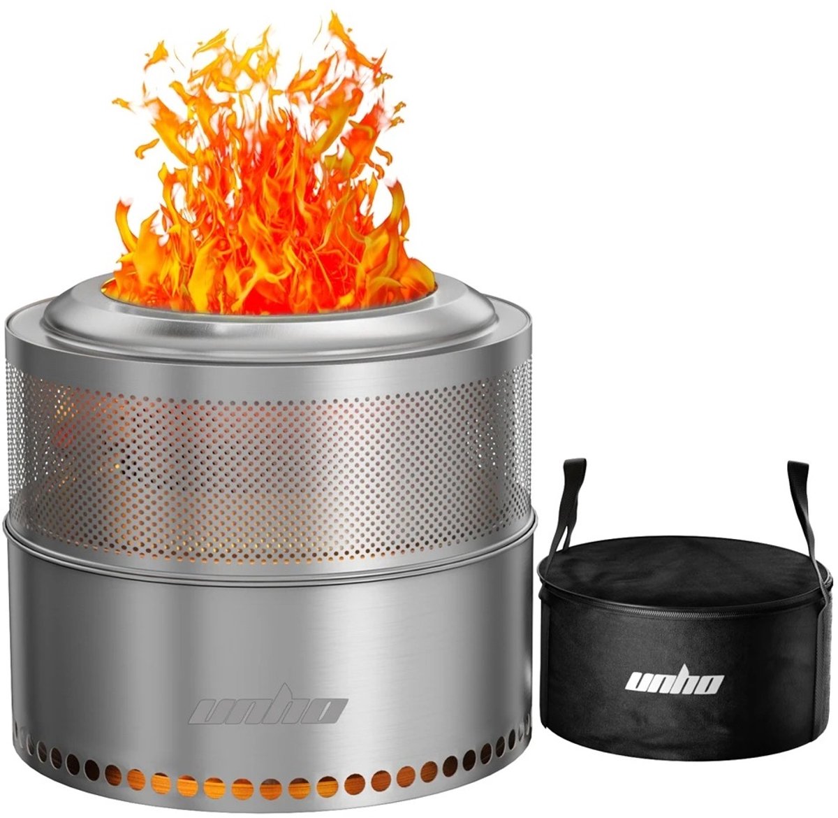 G&G rookarme vuurschaal - Vuurkorf - Buitenhaard - Buiten - Grill - RVS - Ø 50cm - Draagtas - Houtpellets - Houtskool - Brandhout