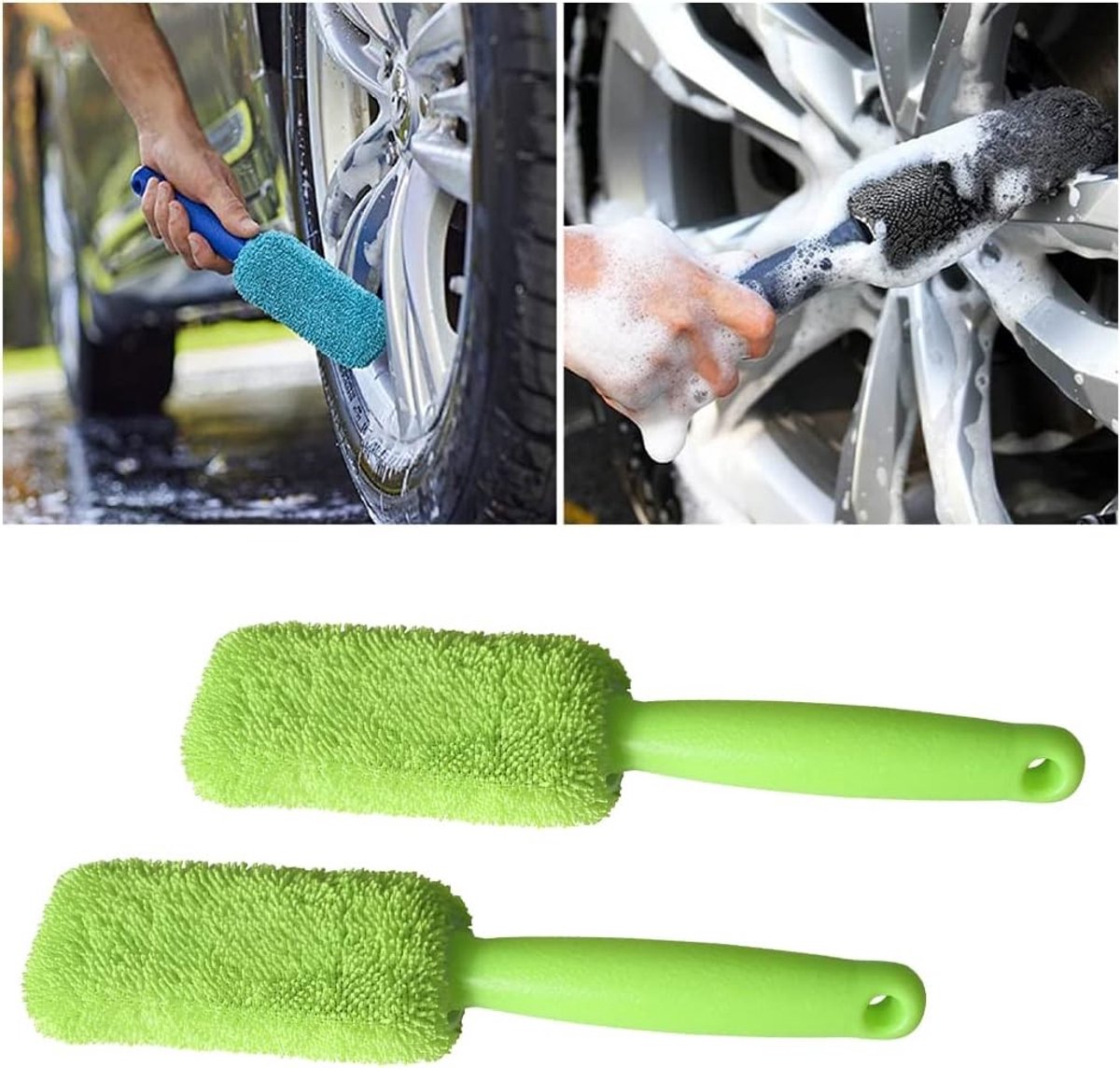 2-delige Microfiber Velgenborstel, Premium Schoonmaakborstel voor Aluminium Velgen, Krasvrije Borstel voor Motoren, Trucks en SUV's
