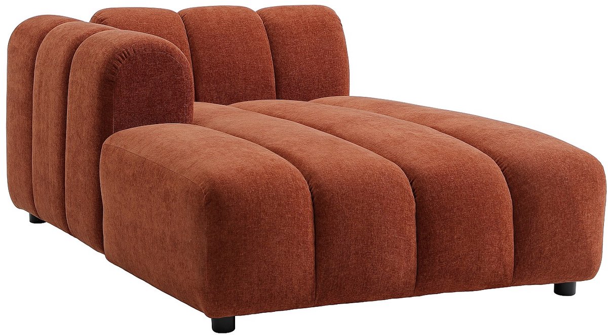 Vente-unique Chaise longue zonder slaapgedeelte links in gestructureerde terracotta stof JUTINI