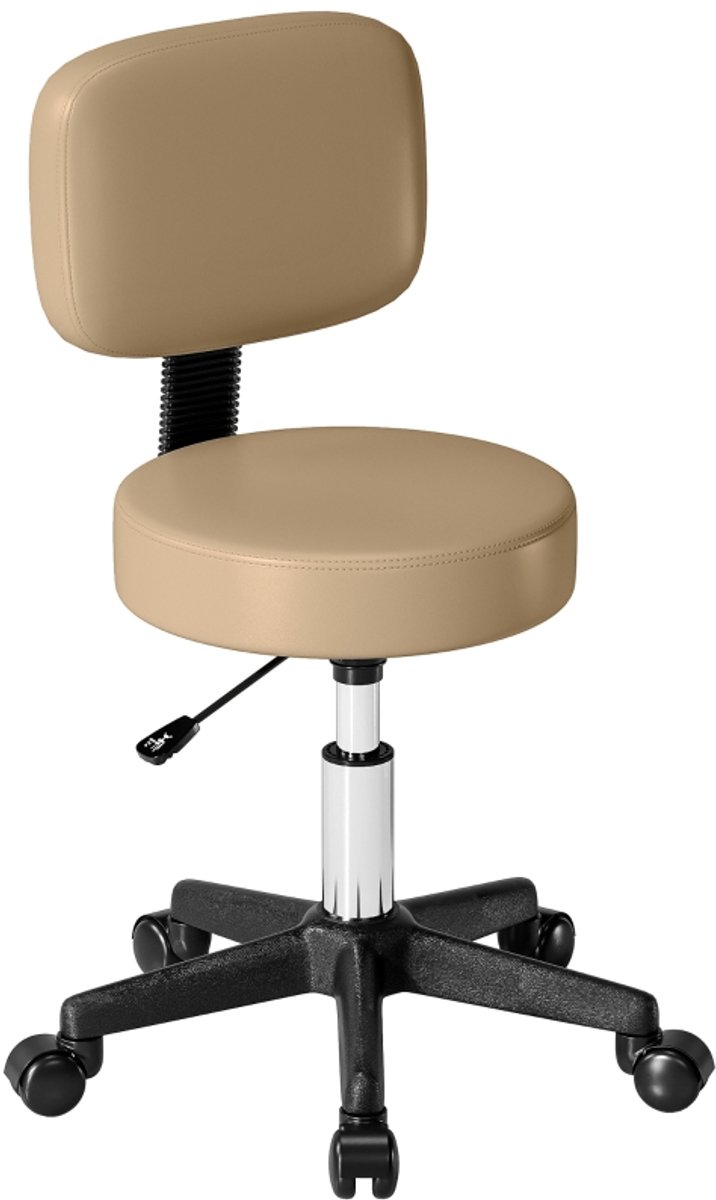 Stoel 48x48x72-84 cm Bruin Metaal Kapstoel Relaxfauteuil Werkkruk Hoogte verstelbaar Met rugleuning Stevig en duurzaam Makkelijk schoon te maken Geschikt voor kapsalon schoonheidssalon kantoor