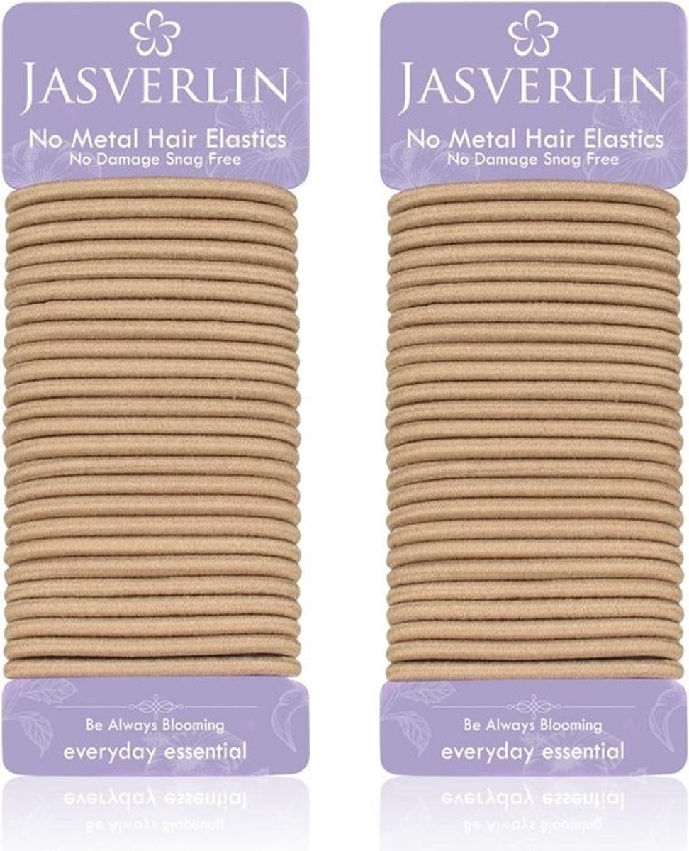 Dikke Haar Elastieken Lichtblond 5mm - Sterke & Zachte Haarelastiekjes voor Dik, Krullend Haar (48 Stuks)