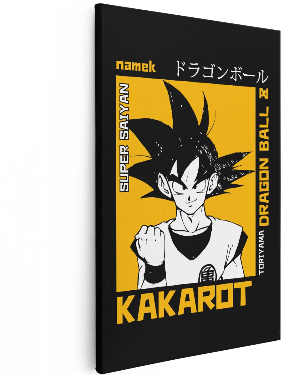 Artaza Canvas Schilderij Goku - 120x180 cm - Groot - Wanddecoratie Dragon Ball Z - Muurdecoratie Anime Poster - Decoratie Jongenskamer - Zwart