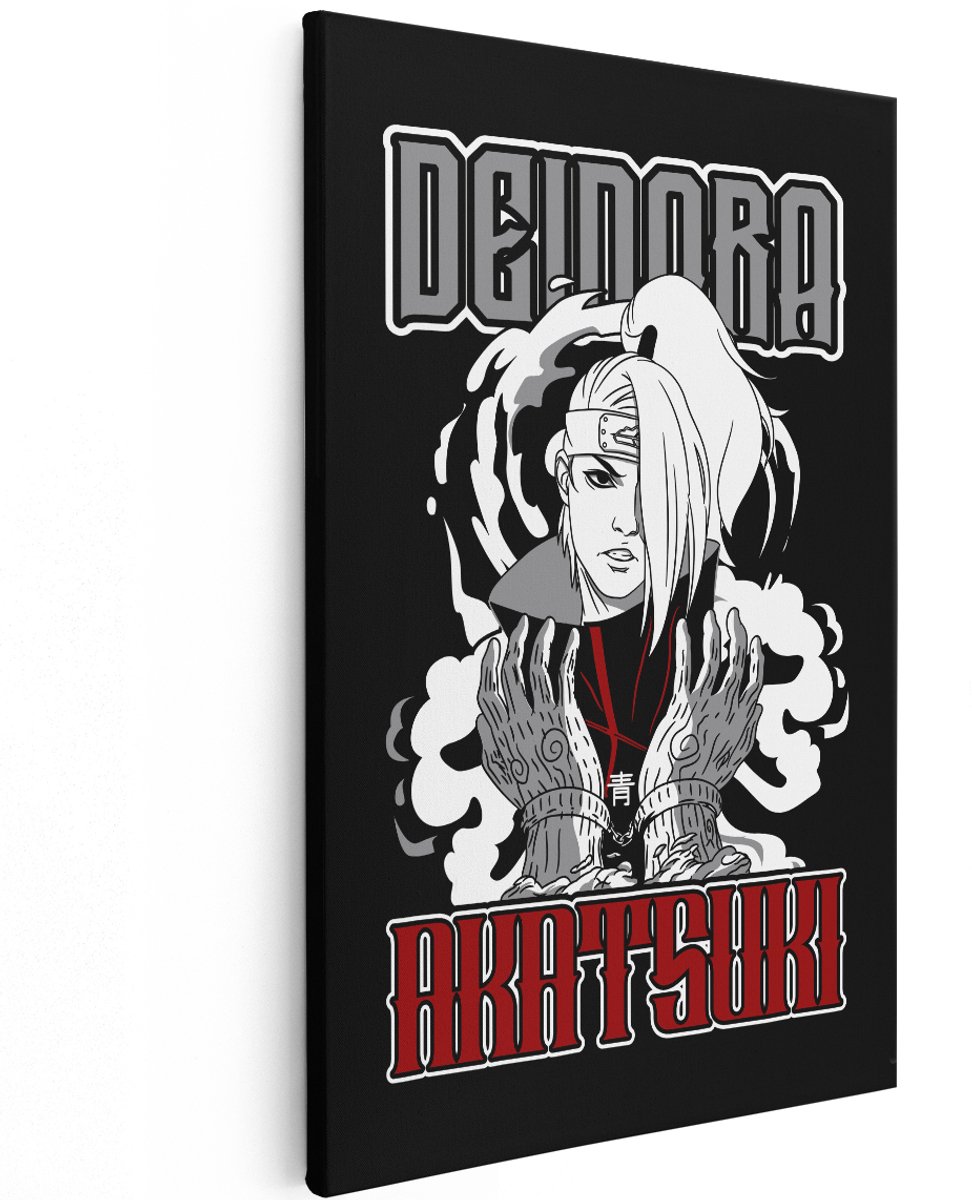 Artaza Canvas Schilderij Deidara - 120x180 cm - Groot - Anime Akatsuki Wanddecoratie - Naruto Muurdecoratie Slaapkamer - Schilderijen Op Canvas Zwart Wit