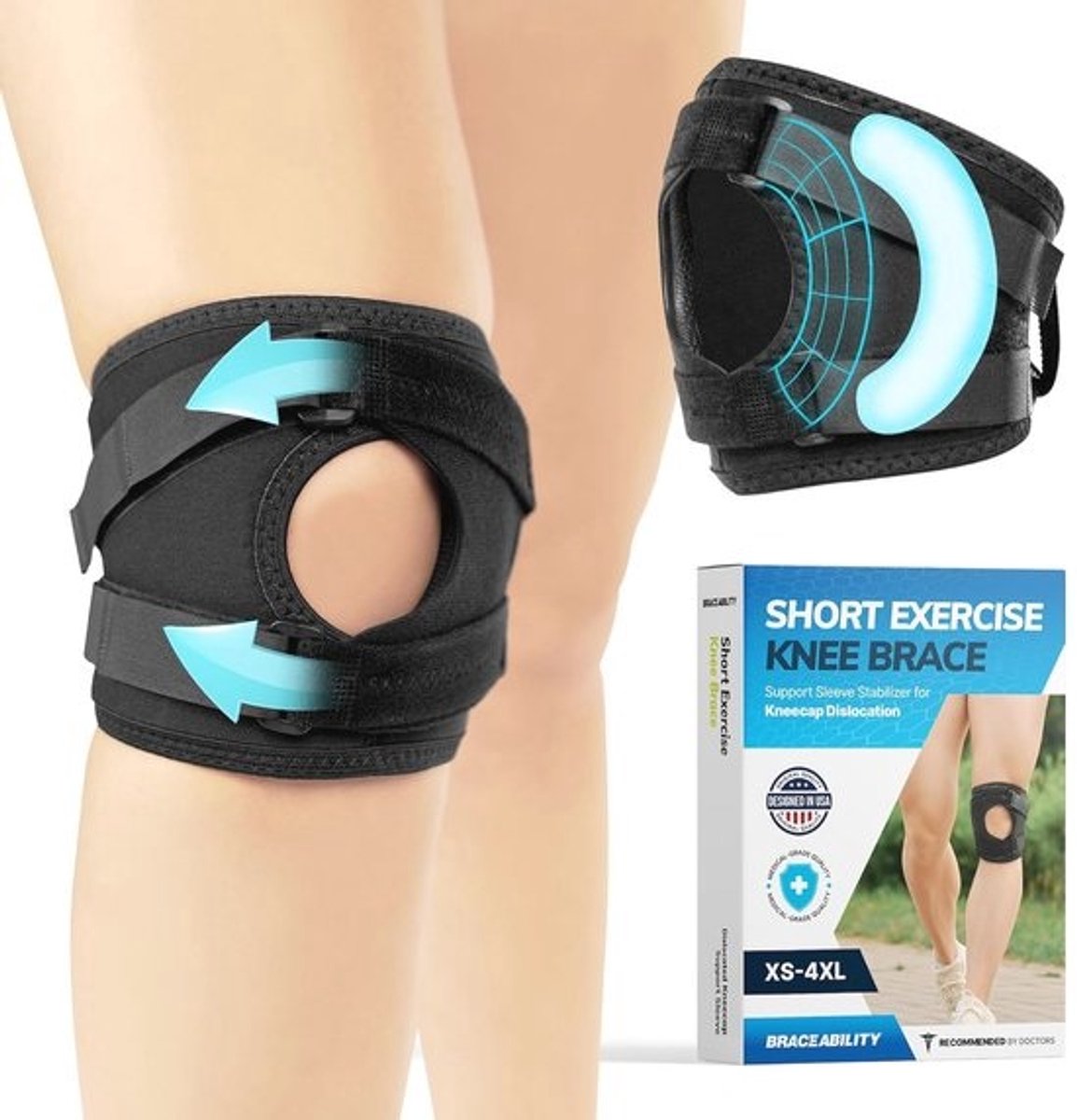 Plus Size Patellair Tracking Kniebrace voor Wandeloefeningen - Ondersteuning bij Kniepijn en Artritis (XXXL)