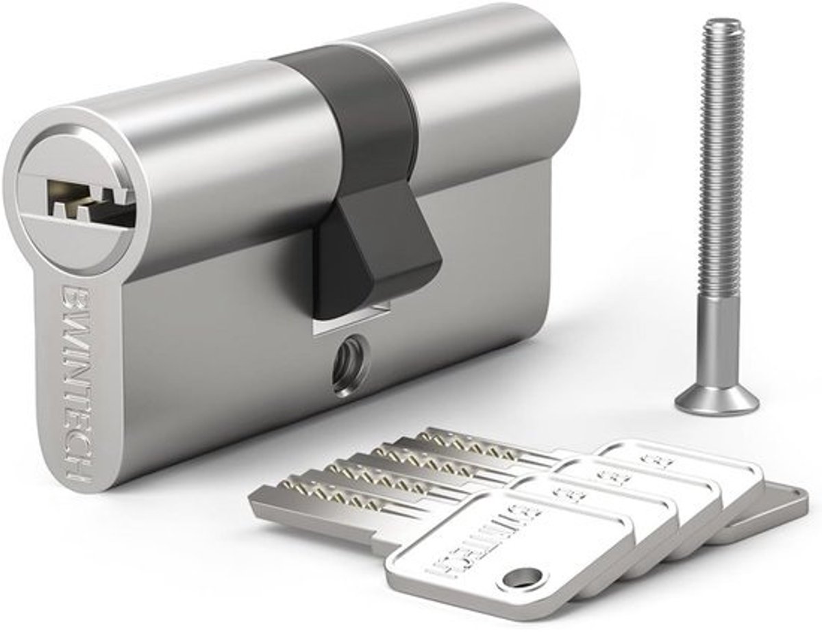 40/60mm Euro Cilinder Slot met 5 Sleutels - Anti Picking, Anti Boring, Anti Bumping, Satijn Nikkel Afwerking