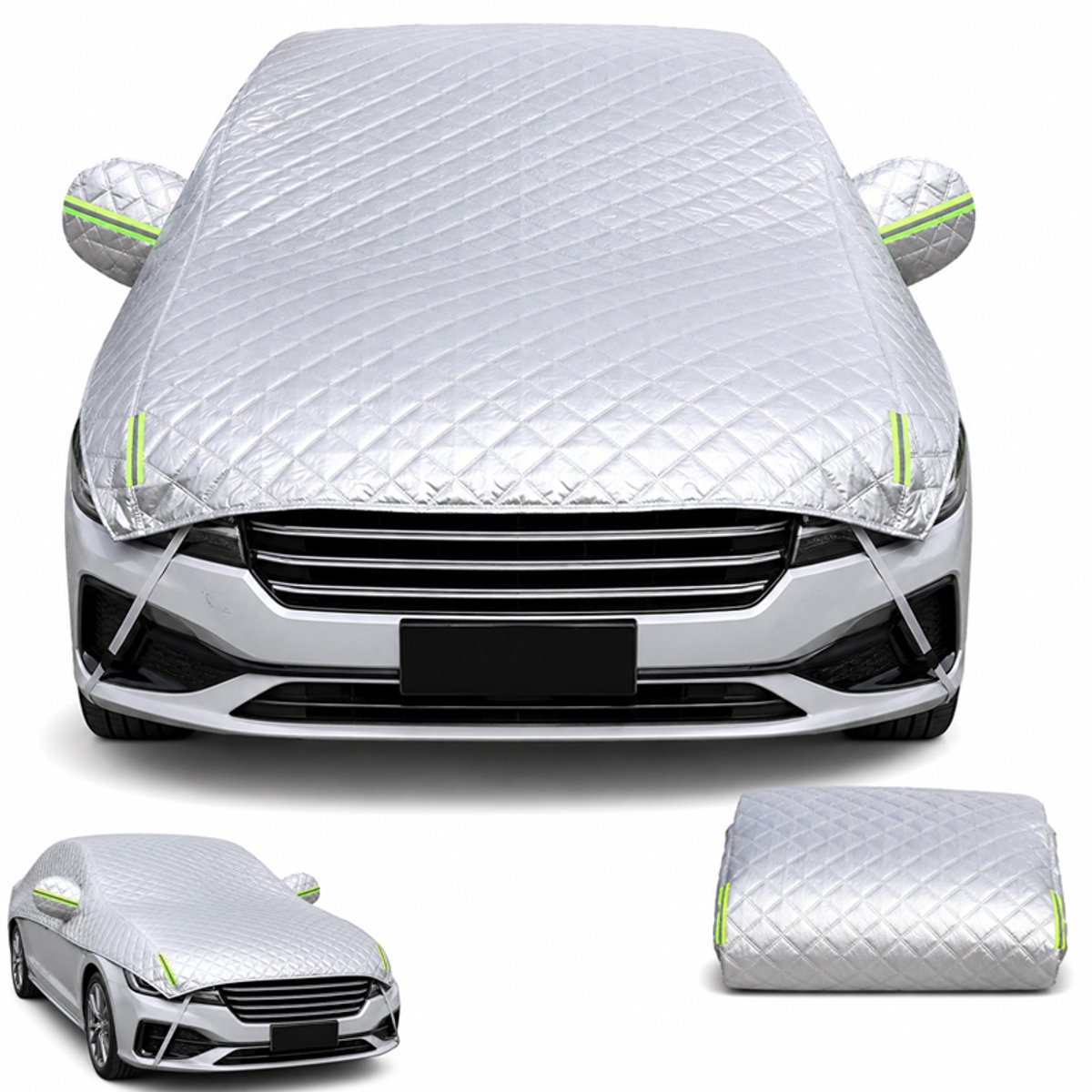 Autohoes tegen hagel - Hagelhoes - Gewatteerd - Dik - Universeel - Voor SUV & Sedan - Hageldeken - Hagelbescherming - Voorruit - Zilver