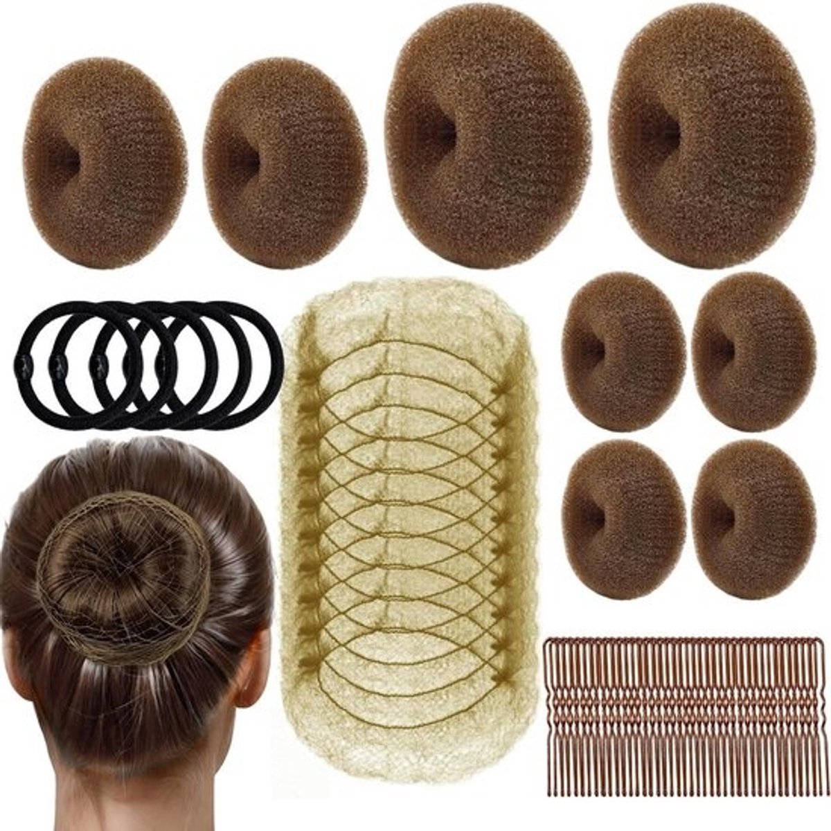 Haar Donut Set - Lichtbruin - Perfecte Knotmaker - Compleet Stylingkit - Voor Dames, Kinderen en Balletdansers