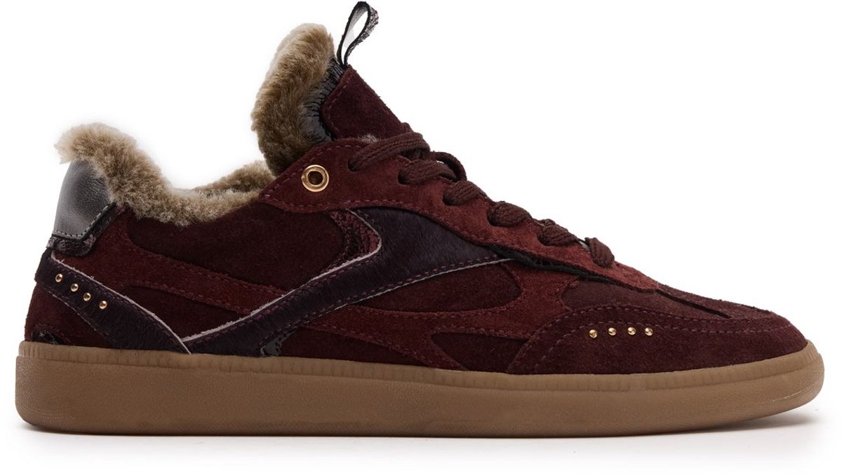Manfield - Dames - Burgundy suède sneakers - Maat 40