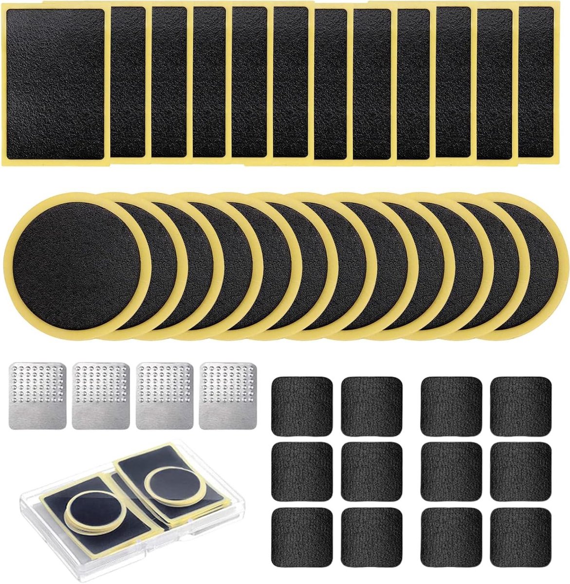 Fietsband Reparatie - Band Plakset - Onderweg Herstellen - Zelfklevende Pleisters - Compact Formaat - Zwart