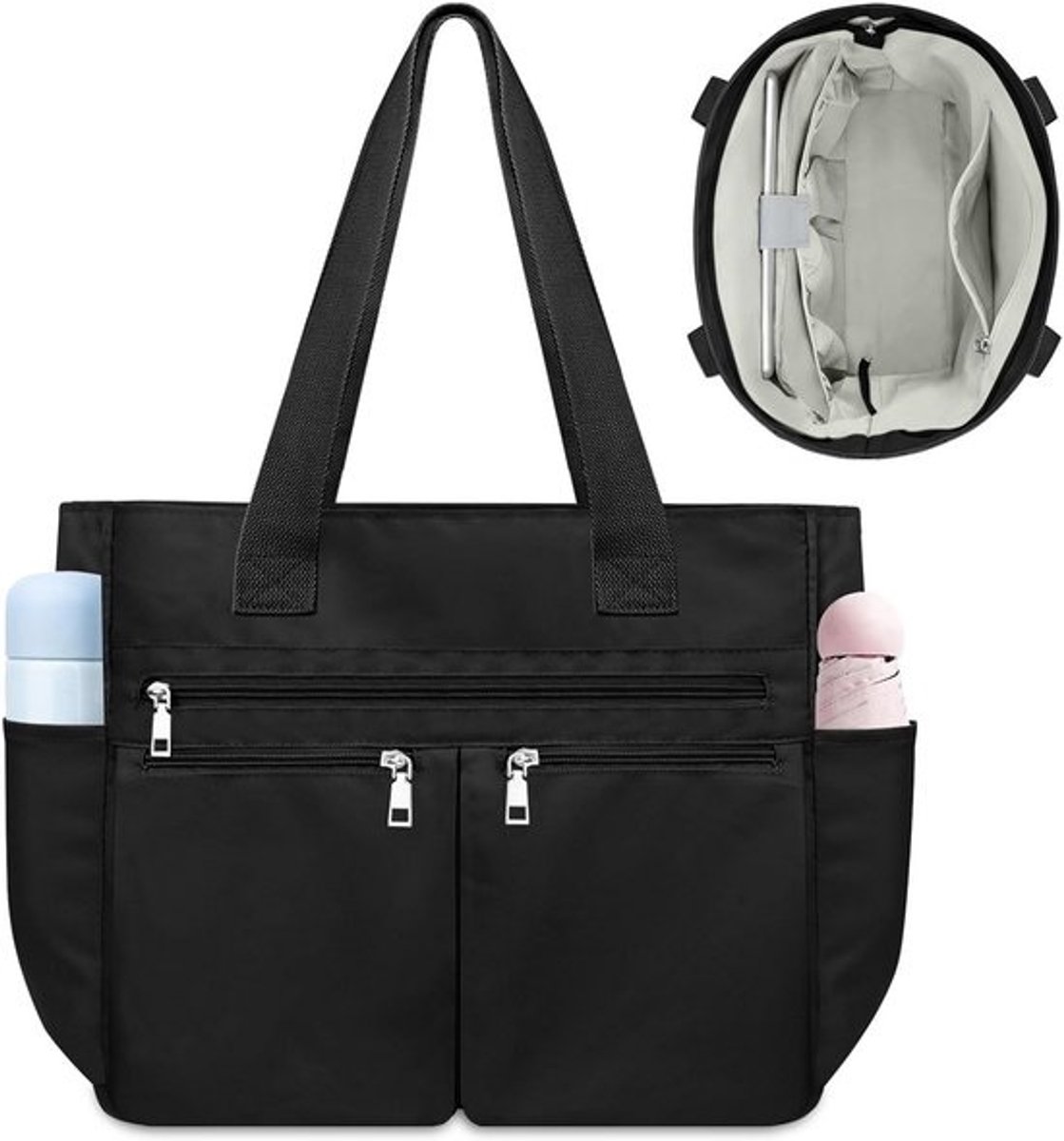 Grote waterdichte nylon schoudertas voor dames - Ideaal als laptoptas voor werk en college