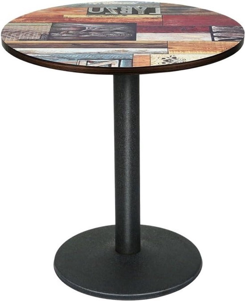 Eettafel Hout - Keukentafel Klein - Gezellig Eten - Stabiele Stalen Voet - 60 x 60 cm - Natuurlijk Hout