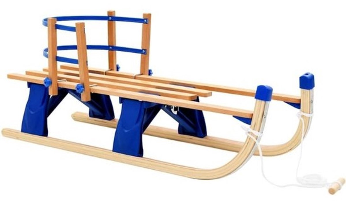 Houten Slee met Rugleuning - Inklapbaar Model - 110 cm - Inclusief Trekkoord