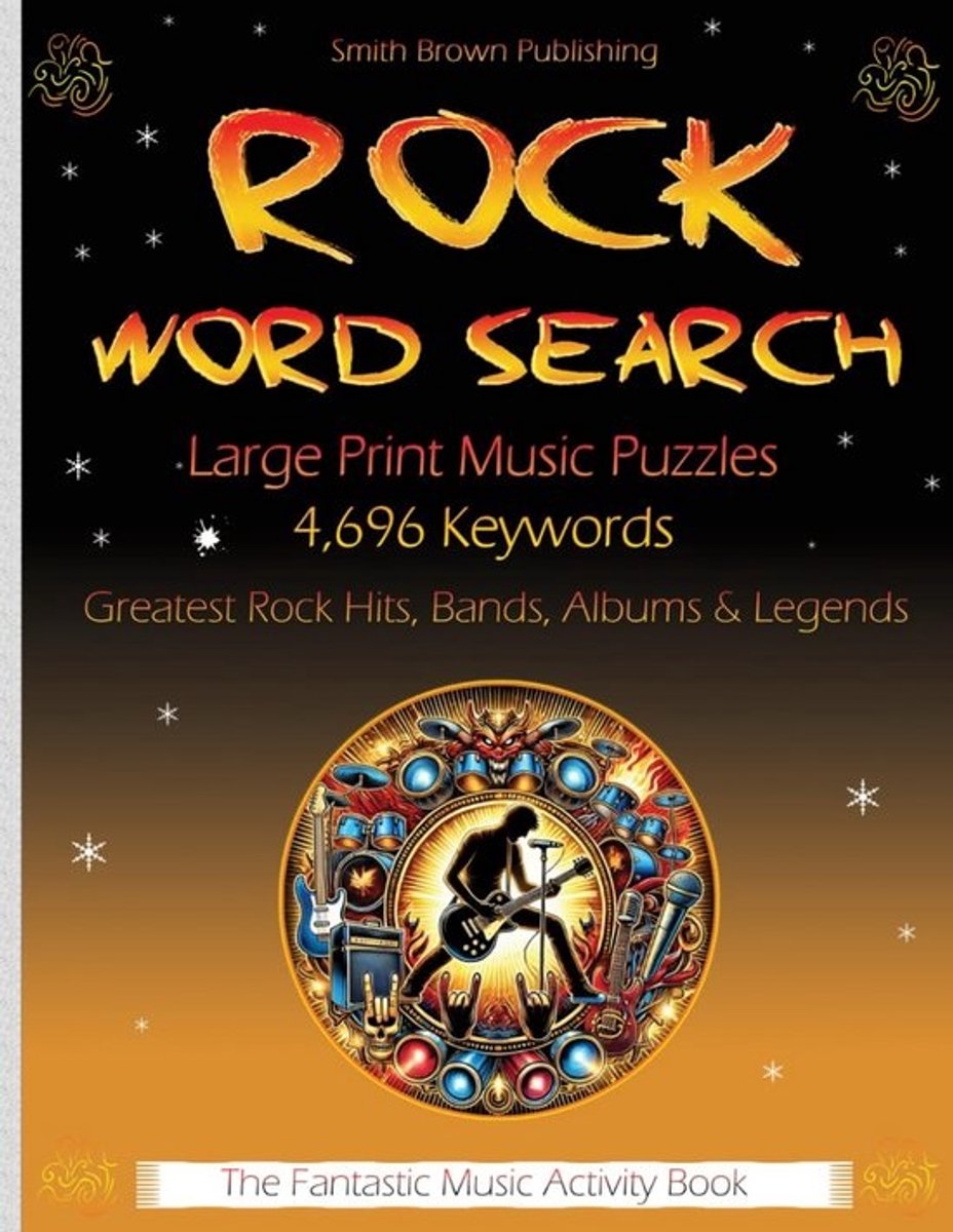 Grote Print Woordzoeker: Iconische Rock Muziek, Bands en Albums Puzzelboek