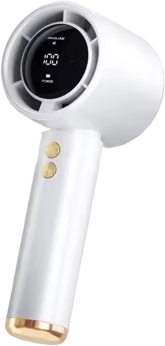 Krachtige kleine ventilator - Geschikt voor kamperen en reizen - Krachtige mini-turbineventilator met hoge snelheid - oplaadbare batterij van 5000 mAh - Mini Draagbare USB Ventilator - Draadloos - Krachtige Turbomotor - Zakventilator - Wit