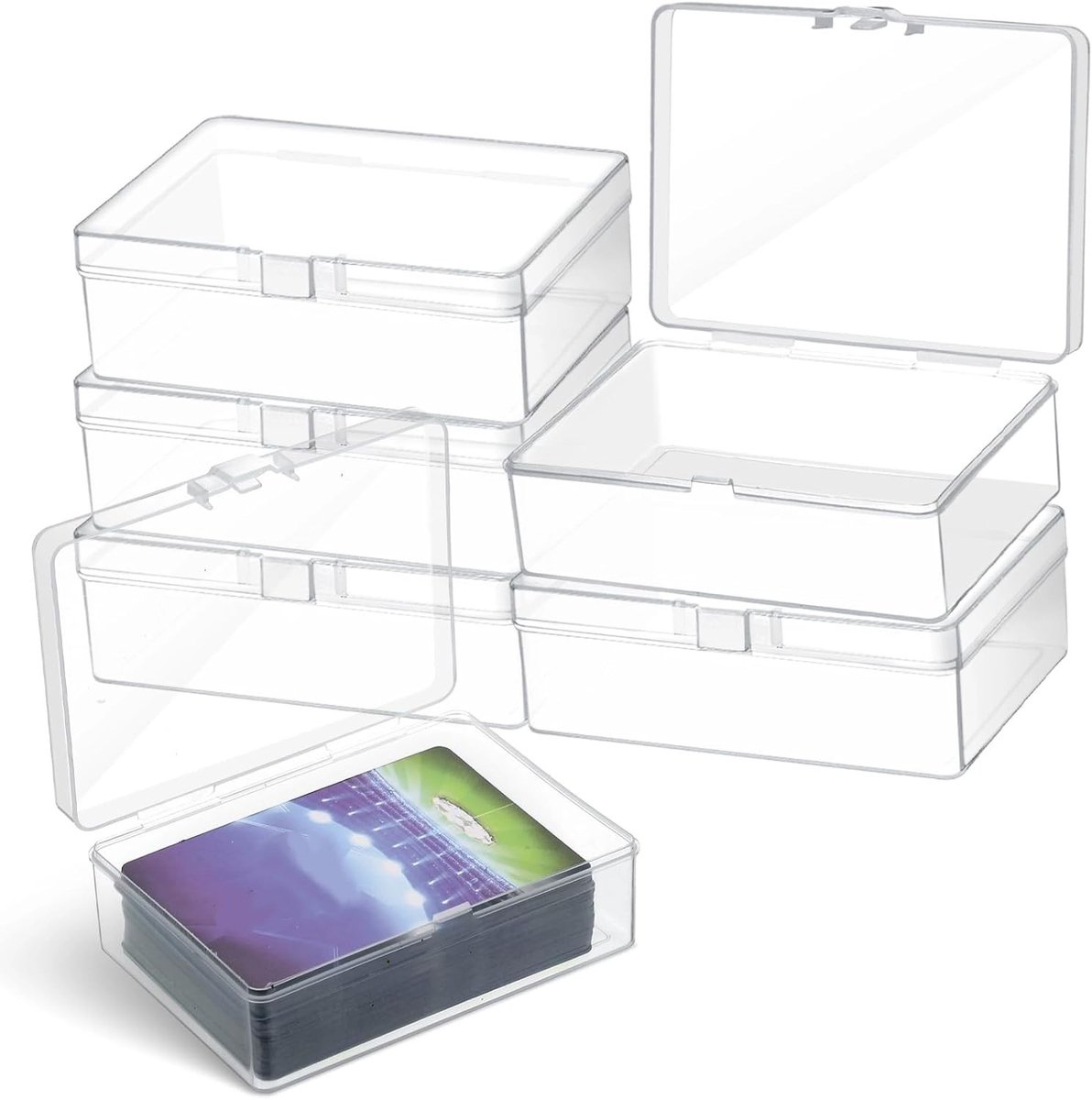 Mini Kaarten Dozen, Transparante Plastic Kaart Houder, Draagbaar voor Speelkaarten en Visitekaartjes (9.5 x 9.5 x 2.5 cm), Ideaal voor Organisatie en Bescherming