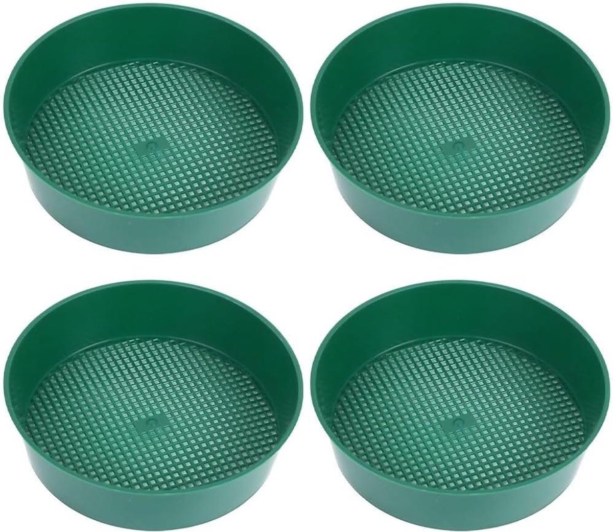 Tuingrond Zeef - Potting Mesh - Grond Scheiden - Met Afvoergaten - 22 x 22 x 4 cm - Donkergroen